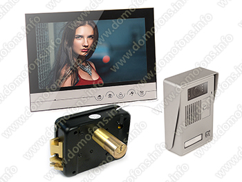 Комплект видеодомофона с электромеханическим замком и вызывной панелью с контроллером V90RM + HDcom 84212-C1-C60 + Anxing Lock 1074